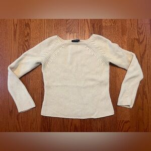 Vintage Ann Taylor Cream 100% Cashmere Crew Neck Sweater